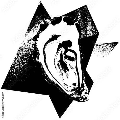 Vector Abstract oyster within a fragmented star shape.