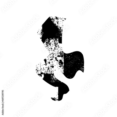 Vector Abstract black shape resembling a stylized human profile.