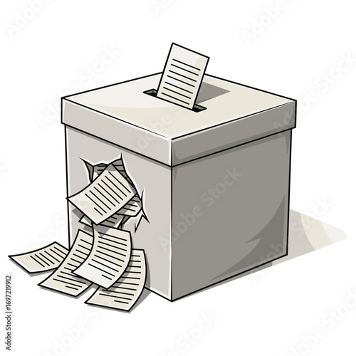 Overflowing Ballot Box Illustration Symbolizing Election Concerns and Political Issues