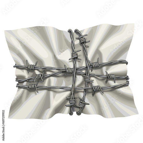 Barbed Wire Restraint: Symbolic Illustration of Restriction and Entrapment Depicting Control