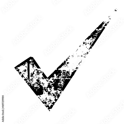 Vector Distressed check mark represents confirmation and approval.