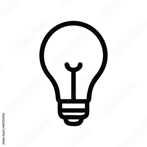 Yellow Lightbulb with Rays Idea Icon in Blue Outline