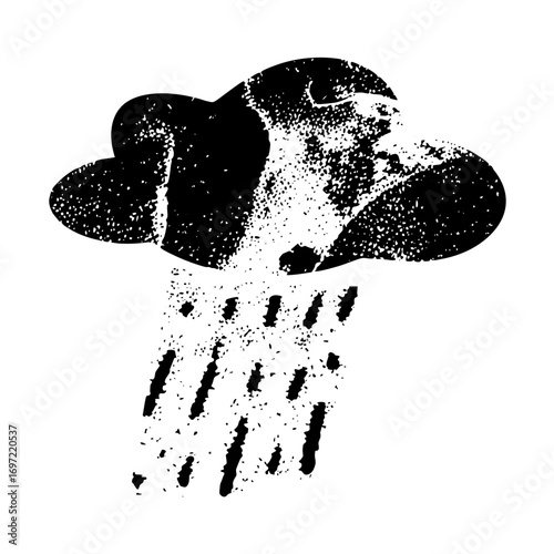 Vector Black rain cloud with droplets