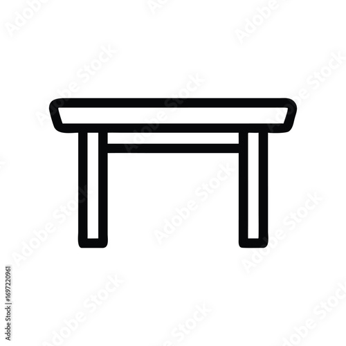 Simple Black Table Icon Outline on White Background Stock