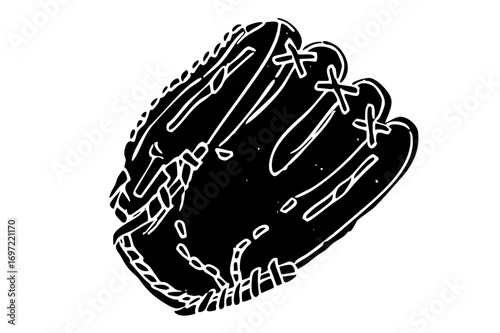 Vector Detailed black of a baseball glove.