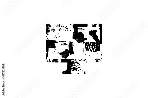 Vector Abstract black glyph composition with fragmented shapes.