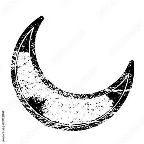 Vector Distressed moon with a grunge texture.