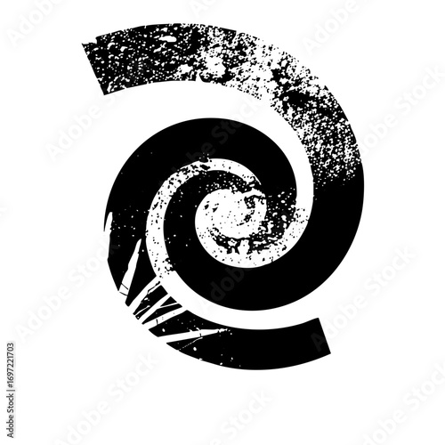 Vector Abstract spiral with distressed texture.