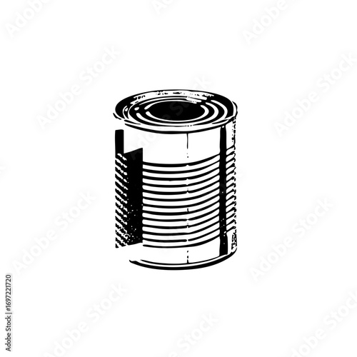 Vector Detailed of an empty metal can with ribbed texture.