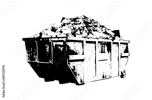 Vector Overfilled dumpster with refuse a vector .