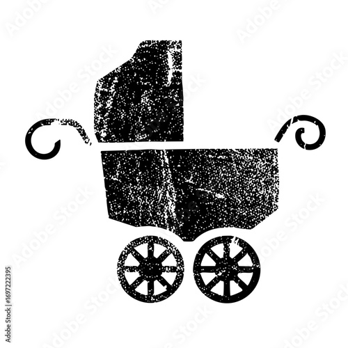Vector Vintage pram with textured details.