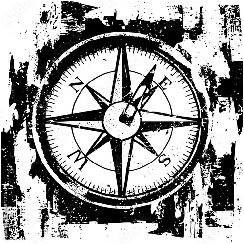 Vector Distressed Compass Rose