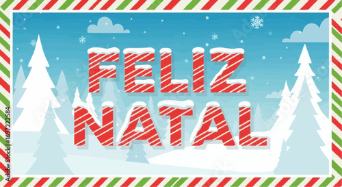 Feliz natal christmas holiday season winter snow scene background vector illustration greeting card design vector