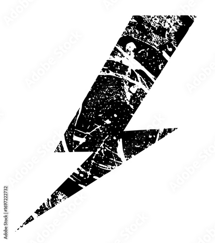 Vector Dynamic lightning bolt with distressed texture.