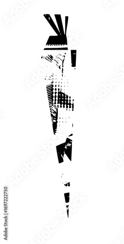 Vector Abstract figure with outstretched hands and textured body .