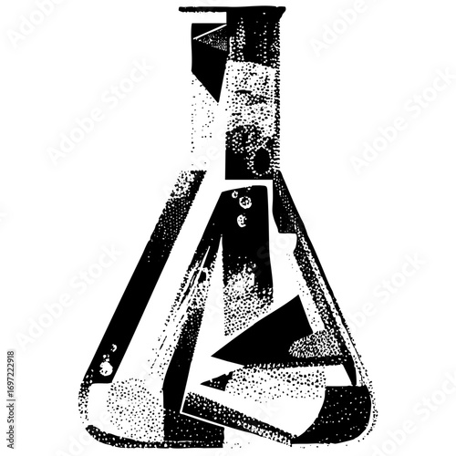 Vector Detailed flask with stopper a scientific symbol.