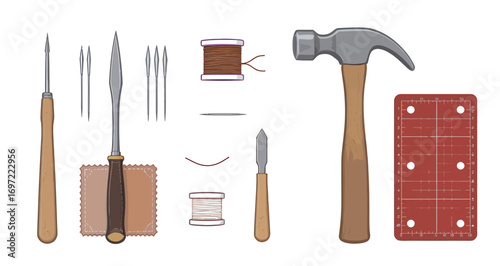 Essential Leather Crafting Tools Kit for Handmade Projects.