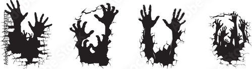 Hands reaching vector graphic illustration horror halloween spooky zombie design