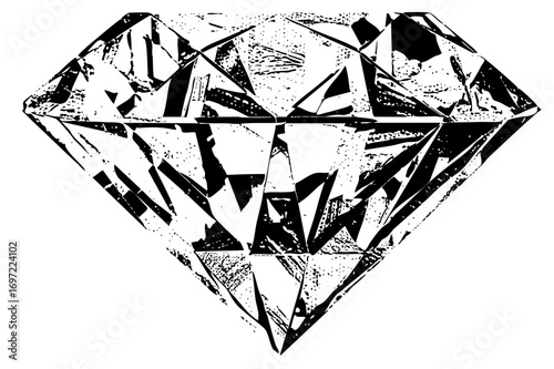 Vector Detailed of a faceted gemstone diamond.