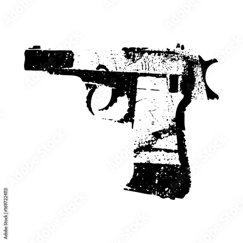 Vector Stylized firearm with a distressed texture.