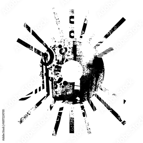 Vector Abstract explosion with central focal point and radiating lines.