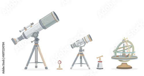 Different Types of Telescopes and Instruments.