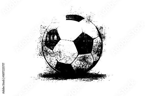 Vector Distressed soccer ball with dynamic impact effect.