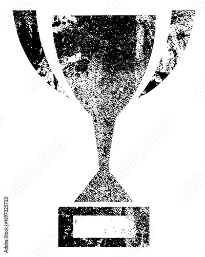 Vector Distressed trophy with a rectangular base.