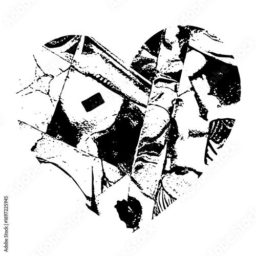 Vector Abstract fragmented shapes create a dynamic monochrome composition.