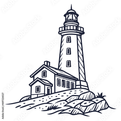 Historic Coastal Lighthouse Guiding Ships Safely Through Stormy Seas and Foggy Nights