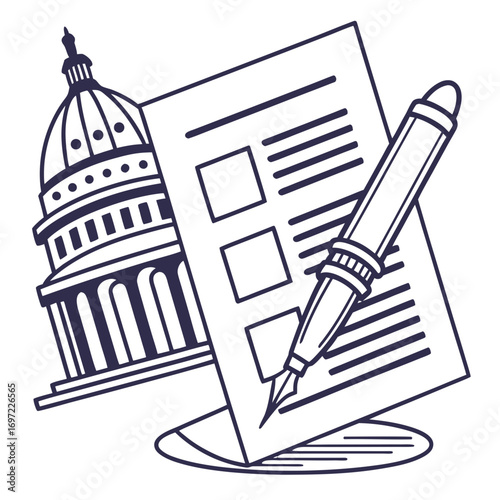 Government Building Document Signing Pen Voting Election Process Civic Duty Ballot Paper