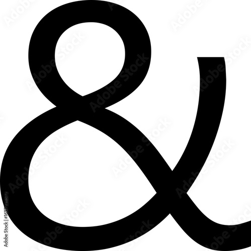 Ampersand icon modern vector illustration designed with elegant curves, minimal balance, and timeless typographic style, representing the universal symbol of “and” widely used in design, branding,