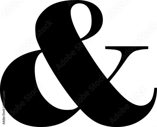 Ampersand icon modern vector illustration designed with elegant curves, minimal balance, and timeless typographic style, representing the universal symbol of “and” widely used in design, branding,