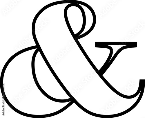 Ampersand icon modern vector illustration designed with elegant curves, minimal balance, and timeless typographic style, representing the universal symbol of “and” widely used in design, branding,
