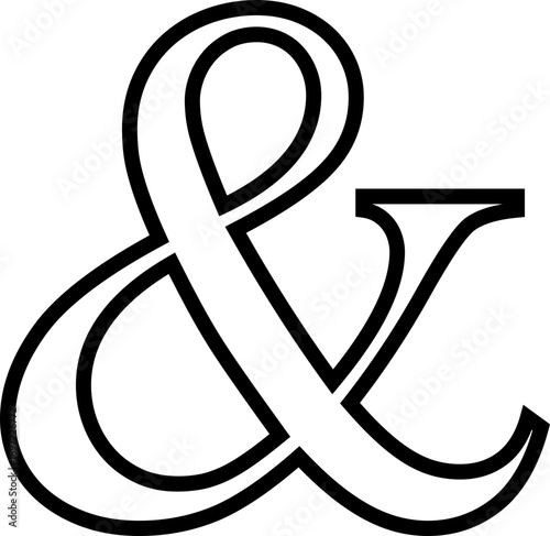 Ampersand icon modern vector illustration designed with elegant curves, minimal balance, and timeless typographic style, representing the universal symbol of “and” widely used in design, branding,