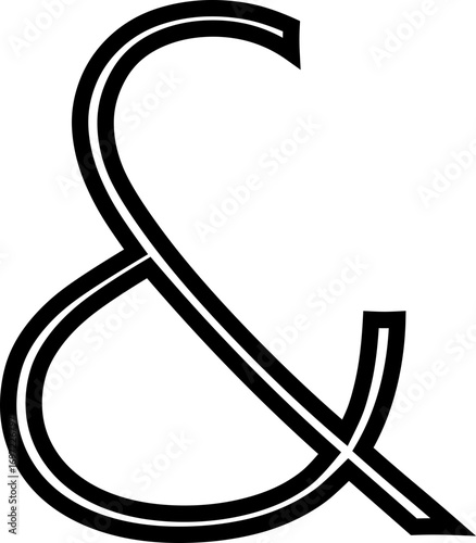 Ampersand icon modern vector illustration designed with elegant curves, minimal balance, and timeless typographic style, representing the universal symbol of “and” widely used in design, branding,