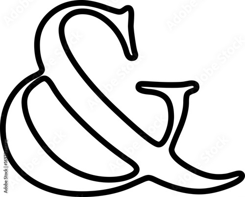 Ampersand icon modern vector illustration designed with elegant curves, minimal balance, and timeless typographic style, representing the universal symbol of “and” widely used in design, branding,