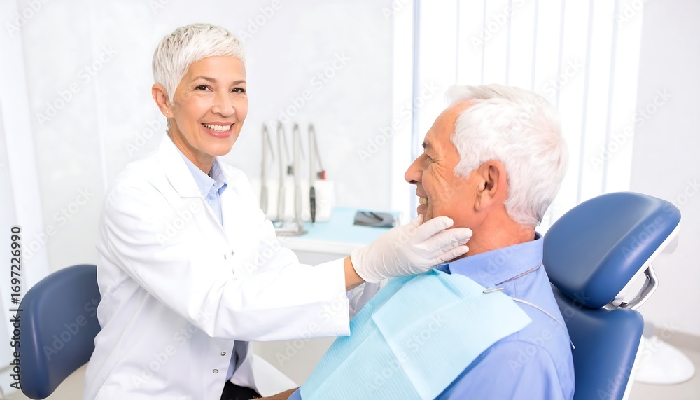 Obraz premium Friendly dentist examining patient (1)