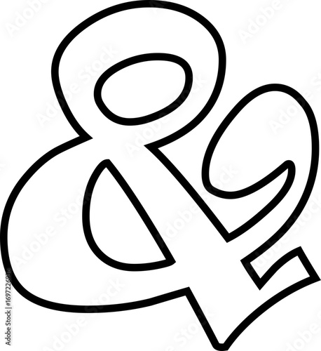Ampersand icon modern vector illustration designed with elegant curves, minimal balance, and timeless typographic style, representing the universal symbol of “and” widely used in design, branding,
