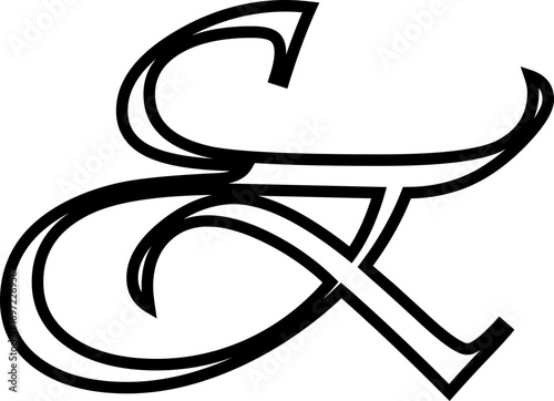 Ampersand icon modern vector illustration designed with elegant curves, minimal balance, and timeless typographic style, representing the universal symbol of “and” widely used in design, branding,