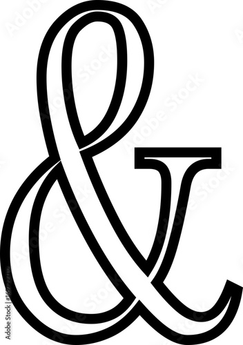 Ampersand icon modern vector illustration designed with elegant curves, minimal balance, and timeless typographic style, representing the universal symbol of “and” widely used in design, branding,