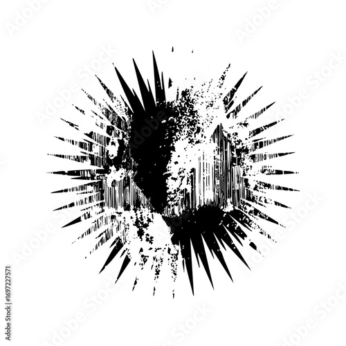 Vector Dynamic explosion with radiating spikes and distressed .