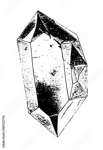 Vector Detailed of a faceted crystal gemstone.