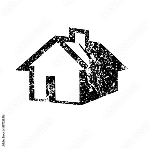 Vector Distressed house depicts a simple home silhouette.