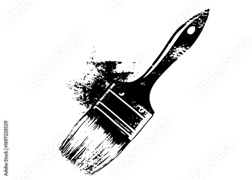Vector Black Paintbrush with Splatter