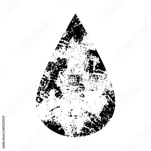 Vector Distressed droplet with textured surface.