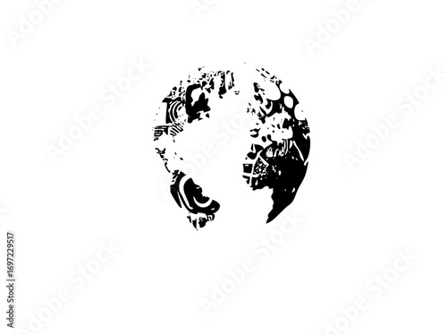 Vector Abstract globe depicts a fractured world.