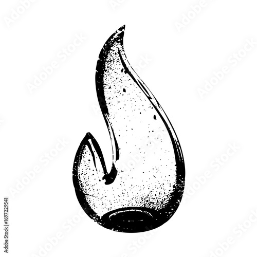 Vector Stylized flame with a textured distressed effect.