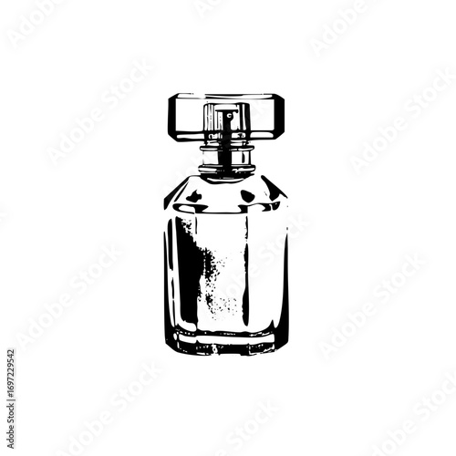 Vector Elegant perfume bottle in black and white.