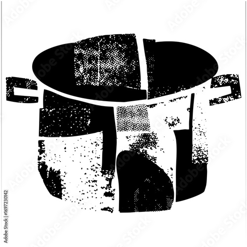 Vector Abstract pot with distressed texture.